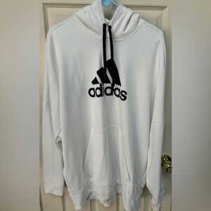Adidas White Hoodie Hooded Sweatshirt Climawarm Men’s 2XL XXL Front Pocket